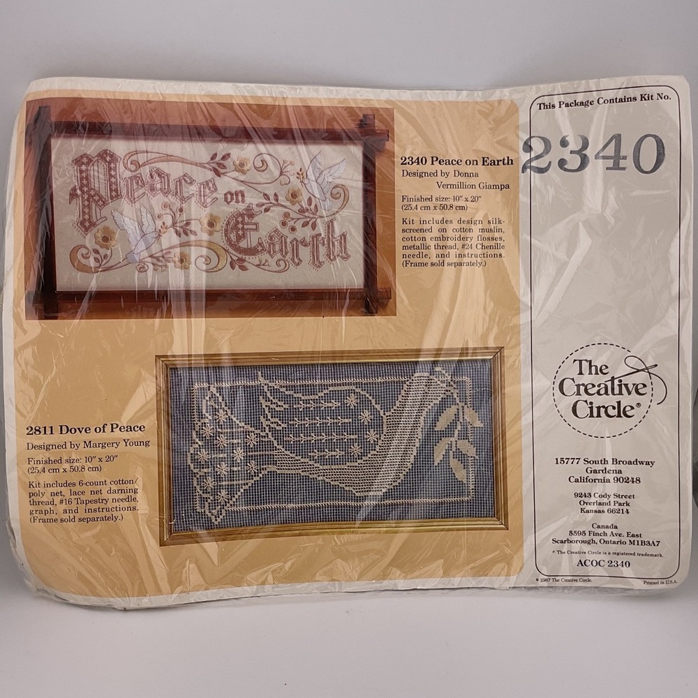 Vintage The Creative Circle Peace on‎ Earth Dove of Peace Needlework Kits 2340